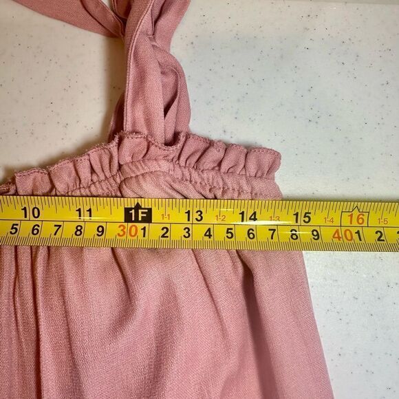 Trixxi Babydoll BOHO Ruffled, Adjustable Strap w/Bow Size Medium Rose Mini Dress - Picture 6 of 9